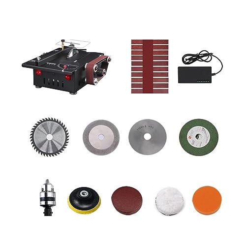 Mini Multifunktionale Tischkreissäge Elektrische Schneidemaschine Holzbearbeitung Modell Kettensäge Desktop Miniatur Bandschleifer Schleifwerkzeug(Set meal 4) von BGAZA