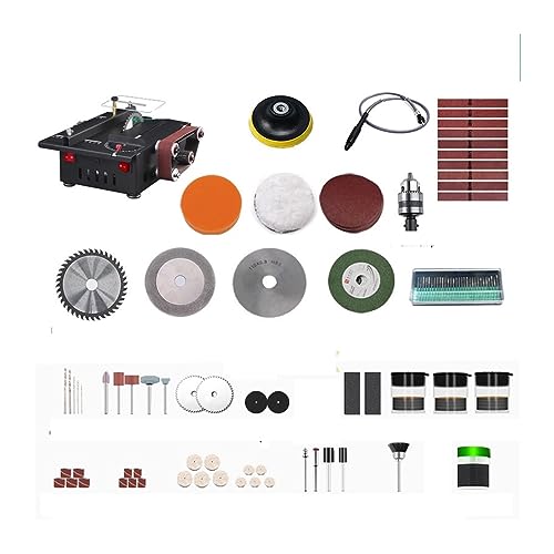 Mini Multifunktionale Tischkreissäge Elektrische Schneidemaschine Holzbearbeitung Modell Kettensäge Desktop Miniatur Bandschleifer Schleifwerkzeug(Set meal 5) von BGAZA
