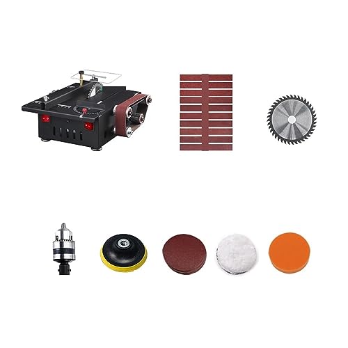 Mini Multifunktionale Tischkreissäge Elektrische Schneidemaschine Holzbearbeitung Modell Kettensäge Desktop Miniatur Bandschleifer Schleifwerkzeug(Set meal 8) von BGAZA