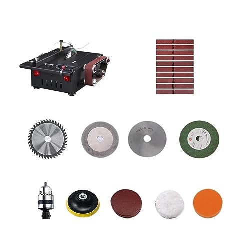Mini Multifunktionale Tischkreissäge Elektrische Schneidemaschine Holzbearbeitung Modell Kettensäge Desktop Miniatur Bandschleifer Schleifwerkzeug(Set meal 9) von BGAZA
