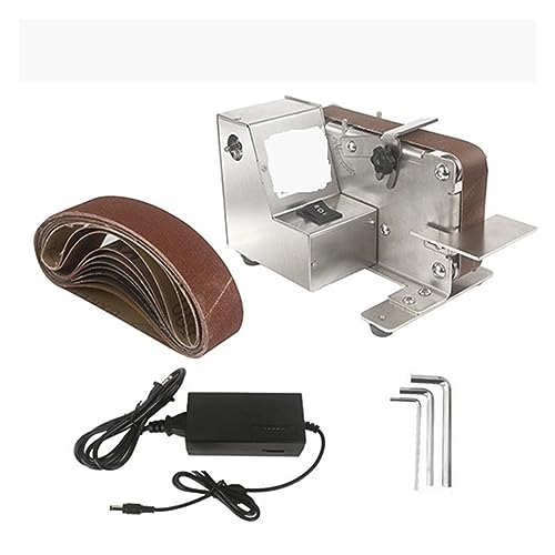 Mini elektrische Bandschleifer Bandschleifer Maschine Variable Geschwindigkeit DIY Polieren Schleifmaschine Metallschleifer Werkzeug Schärfmaschine(Set 2) von BGAZA