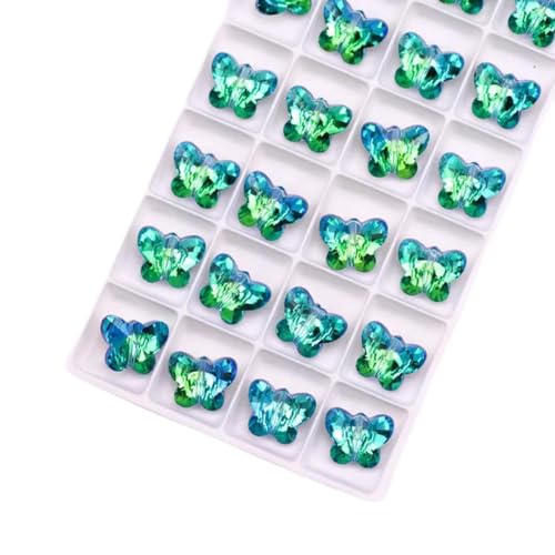 10/12/14 mm Schmetterlings-Anhänger, Perlen, Glas, Schmetterlings-Anhänger, süße bunte Edelsteine, Kristall-Strass für Ohrringe, Halsketten zum Selbermachen, 02 Gelbgrün, 10 mm, 20 Stück von BGPFJK