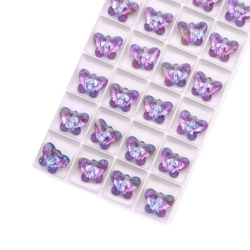10/12/14 mm Schmetterlings-Anhänger, Perlen, Glas, Schmetterlings-Anhänger, süße bunte Edelsteine, Kristall-Strass für Ohrringe, Halsketten zum Selbermachen, 09 Dunkelgrün, 14 mm, 12 Stück von BGPFJK