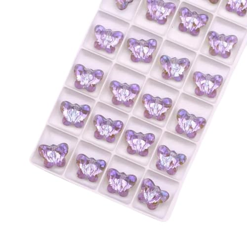 10/12/14 mm Schmetterlings-Anhänger, Perlen aus Glas, Schmetterlings-Anhänger, süße bunte Edelsteine, Kristall-Strasssteine für Ohrringe und Halsketten zum Selbermachen, 08 Phantom Purple, 8 mm, 30 S von BGPFJK