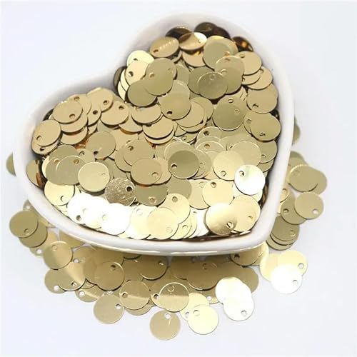 10/15/20/25 mm große Pailletten mit 1 seitlichen Loch, flach, rund, lose Pailletten, zum Nähen, Basteln, Scrapbooking, Anhänger, Hellgold, 25 mm, 20 Gramm, 120 Stück von BGPFJK