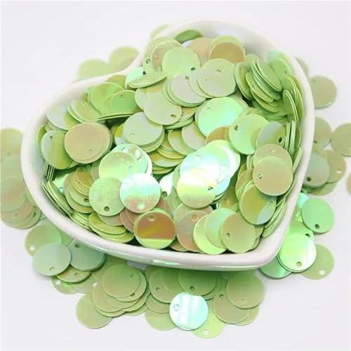 10/15/20/25 mm große Pailletten mit 1 seitlichen Loch, flach, rund, lose Pailletten, zum Nähen, Basteln, Scrapbooking, Anhänger, ab grün, 20 mm, 20 Gramm, 180 Stück von BGPFJK