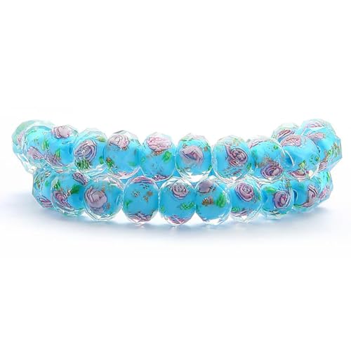 10 Stück 8/10/12 mm transparente Glasperlen in Lampwork-Blumenform, Rondelle, facettierte Perlen für die Schmuckherstellung für Damen, DIY-Armbänder, Halsketten, Ohrringe, Türkis, 10 mm von BGPFJK