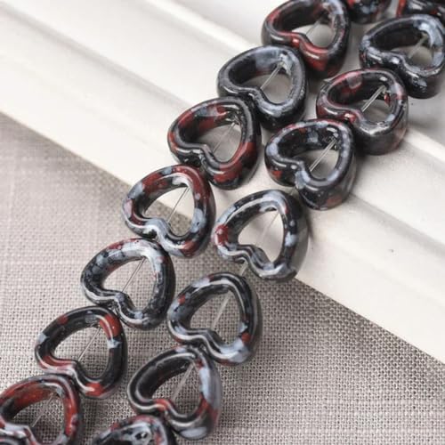 10 Stück hohle Herzform, 13,5 mm, lose Keramik-Porzellan-Perlen zur Schmuckherstellung, DIY-Basteln, 7–13,5 mm (10 Stück) von BGPFJK