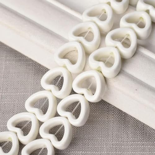 10 Stück hohle Herzform, 13,5 mm, lose Keramik-Porzellan-Perlen zur Schmuckherstellung, DIY-Basteln, 8–13,5 mm (10 Stück) von BGPFJK
