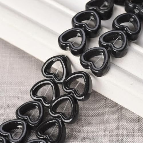 10 Stück hohle Herzform, 13,5 mm, lose Keramik-Porzellan-Perlen zur Schmuckherstellung, DIY-Basteln, 9–13,5 mm (10 Stück) von BGPFJK