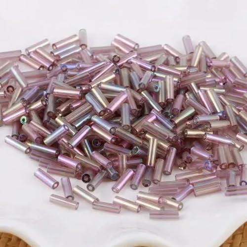 10 g/200 Stück, Größe 2 x 6 mm, bunt, Silberkern, tschechische Glasperlen, Röhre für Abstandshalter, Schmuckherstellung, Kleidungsstück, Nähzubehör, brillantes L-Lila 10 g/200 Stück, Größe 2 x 6 mm, bunt, Silberkern, tschechische Glasperlen, Röhre für Abstandshalter, Schmuckherstellung, Kleidungsstück, Nähzubehör, brillantes L-Lila von BGPFJK