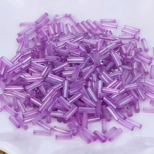 10 g/200 Stück, Größe 2 x 6 mm, bunt, Silberkern, tschechische Glasperlen, Röhre für Abstandshalter, Schmuckherstellung, Kleidungsstück, Nähzubehör, leuchtendes Lila 10 g/200 Stück, Größe 2 x 6 mm, bunt, Silberkern, tschechische Glasperlen, Röhre für Abstandshalter, Schmuckherstellung, Kleidungsstück, Nähzubehör, leuchtendes Lila von BGPFJK