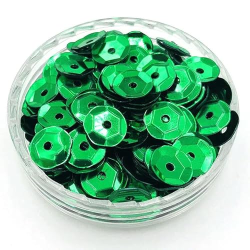 10 g/250 g/500 g, 6 mm, runde Form, konkave Form mit Loch, zum Aufnähen, Pailletten, Basteln, Dekorationszubehör-Grasgrün-500 g 10 g/250 g/500 g, 6 mm, runde Form, konkave Form mit Loch, zum Aufnähen, Pailletten, Basteln, Dekorationszubehör-Grasgrün-500 g von BGPFJK