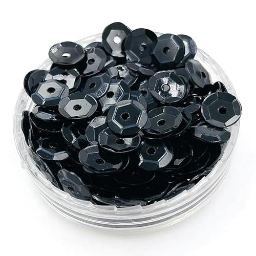 10 g/250 g/500 g, 6 mm, runde Form, konkave Form mit Loch, zum Aufnähen von Pailletten, Basteln, Dekorationszubehör, Schwarz, 500 g von BGPFJK