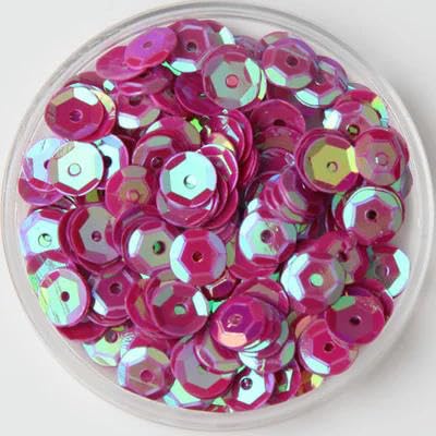 10 g/Los, verschiedene Größen, 4 mm/5 mm/6 mm/8 mm, Pailletten, runde Cup-Pailletten, Nähen, Basteln, AB Fuchsia, 6 mm, 10 g, 720 Stück von BGPFJK