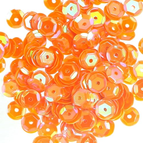 10 g/Los 4 mm/6 mm/7 mm Pailletten PVC Runde Cup Pailletten Pailletten zum Nähen Kunsthandwerk-AB Orange-6 mm 10 g 770 Stück von BGPFJK