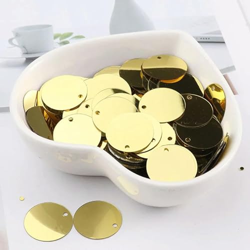 10 g/Packung, runde Pailletten, 6 mm, 8 mm, 10 mm, 15 mm, 20 mm, 30 mm, Nähpailletten zum Basteln, Schmuckzubehör, Kleiderbasteln, Hellgold, 20 mm, 10 g, 90 Stück von BGPFJK
