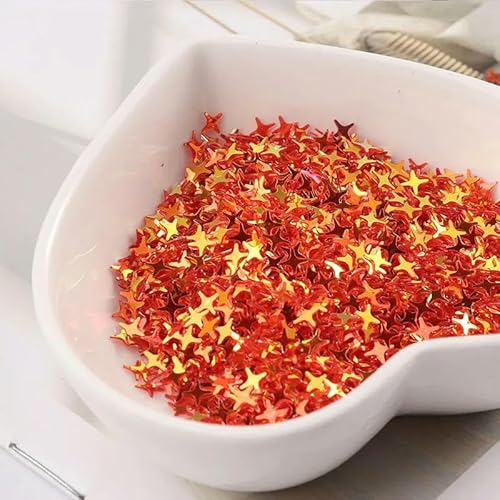 10 g/Packung 4 mm sternförmige Pailletten für Nagelkunst, Maniküre-Glitzer-Pailletten, Dekorationskonfetti-Rot-4 mm Stern von BGPFJK