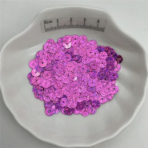 10 g 4 mm 6 mm 8 mm flache PVC-Pailletten Glitzer-Pailletten für Kleidung, Hüte, Schuhe. Basteln, handgefertigte Accessoires-Fuchsia-8 mm 400 Stück 10 g von BGPFJK