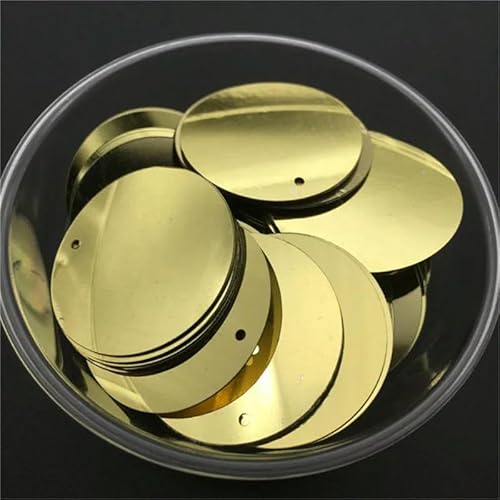 10 mm, 15 mm, 20 mm, 25 mm, 30 mm, PVC, flache, runde, lose Pailletten, Nähzubehör mit 1 seitlichem Loch, Hellgold, 15 mm, 180 Stück, 10 g von BGPFJK