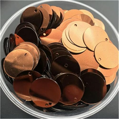 10 mm, 15 mm, 20 mm, 25 mm, 30 mm, PVC, flache, runde, lose Pailletten, Nähzubehör mit 1 seitlichem Loch, Kaffeebraun, 20 mm, 96 Stück, 10 g von BGPFJK