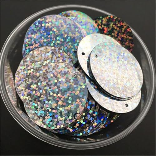 10 mm, 15 mm, 20 mm, 25 mm, 30 mm, flache, runde, lose Pailletten mit 1 Loch an der Seite, Silber, 10 mm, 400 Stück, 10 g von BGPFJK
