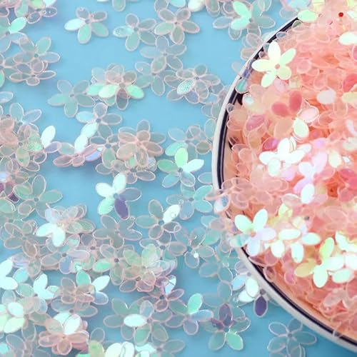 10 mm Pailletten, fünfblättrige Blumenpailletten, lose, runde Tasse, DIY, Nähen, Basteln, 10 g/20 g/50-transparent-10 mm 20 g von BGPFJK