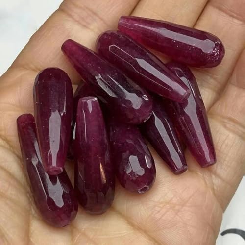 10 x 30 mm facettierter dunkelroter Chalcedon-Jade-Stein, Wassertropfen, lose Abstandsperlen zur Schmuckherstellung, DIY-Armbandzubehör-Rot-10 x 30 mm, 9 Stück 10 x 30 mm facettierter dunkelroter Chalcedon-Jade-Stein, Wassertropfen, lose Abstandsperlen zur Schmuckherstellung, DIY-Armbandzubehör-Rot-10 x 30 mm, 9 Stück von BGPFJK