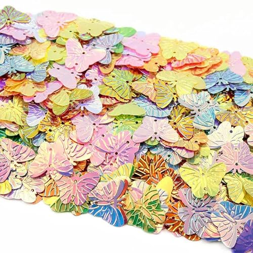 100–500 Stück große Schmetterlings-Pailletten mit 2 Löchern, PVC-Pailletten zum Nähen von Kleidungsstücken, DIY-Zubehör, gemischt, 18 x 22 mm, 200 Stück von BGPFJK