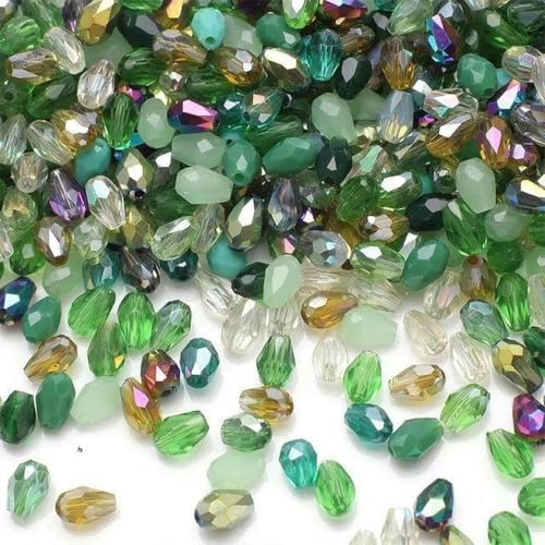 100 Stück/Los 4 x 6 mm AB Mischfarbe Kristall Tropfen Facettierte birnenförmige Glasperlen Lose Basteln-grün 100 Stück/Los 4 x 6 mm AB Mischfarbe Kristall Tropfen Facettierte birnenförmige Glasperlen Lose Basteln-grün von BGPFJK