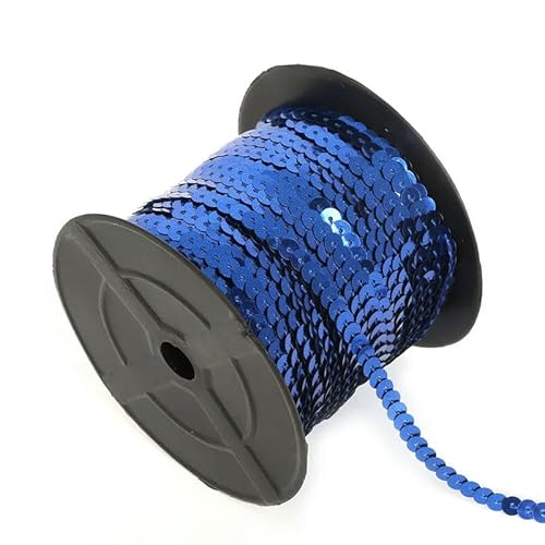 100 Yard/Rolle 6 mm lose Pailletten Kette zum Aufnähen auf Besätze Linie Pailletten für Taschen Stoffhandwerk DIY Zubehör-Blau von BGPFJK