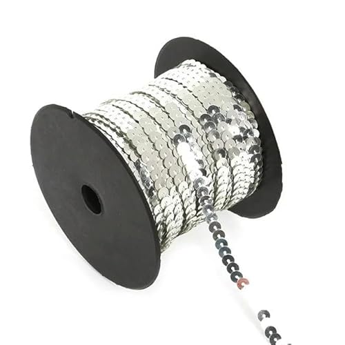 100 Yard/Rolle 6 mm lose Pailletten Kette zum Aufnähen auf Besätze Linie Pailletten für Taschen Stoffhandwerk DIY Zubehör-Grau 100 Yard/Rolle 6 mm lose Pailletten Kette zum Aufnähen auf Besätze Linie Pailletten für Taschen Stoffhandwerk DIY Zubehör-Grau von BGPFJK