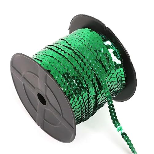 100 Yard/Rolle 6 mm lose Pailletten Kette zum Aufnähen auf Besätze Linie Pailletten für Taschen Stoffhandwerk DIY Zubehör-Grün von BGPFJK