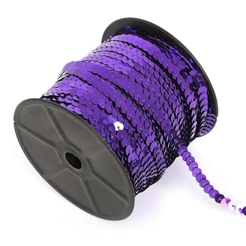 100 Yard/Rolle 6 mm lose Pailletten Kette zum Aufnähen von Besätzen für Taschen, Stoffbasteln, DIY-Zubehör, Lila 100 Yard/Rolle 6 mm lose Pailletten Kette zum Aufnähen von Besätzen für Taschen, Stoffbasteln, DIY-Zubehör, Lila von BGPFJK