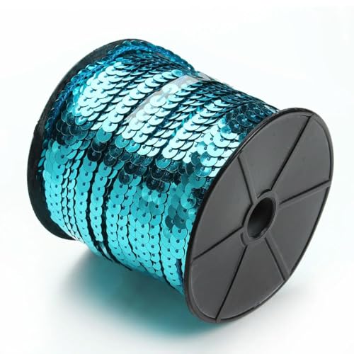 100 Yards/Lot 6 mm Paillettenband, runde Paillettenschnüre auf Rolle zum Aufnähen für Heimwerkerarbeiten, handgefertigtes Kleidungszubehör, Grün, 6 x 6 mm, 100 Yards von BGPFJK