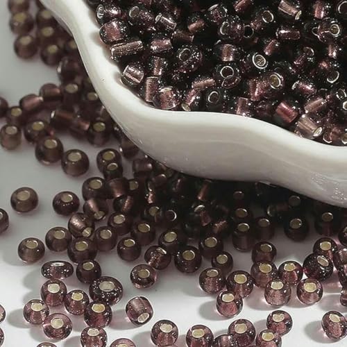 1000 Stück 12/0 2 mm silberfarbene runde Glasperlen, tschechische Abstandsperlen für Kleidungsstücke, zum Nähen, Handarbeiten, Schmuckherstellung, dunkelviolett 1000 Stück 12/0 2 mm silberfarbene runde Glasperlen, tschechische Abstandsperlen für Kleidungsstücke, zum Nähen, Handarbeiten, Schmuckherstellung, dunkelviolett von BGPFJK