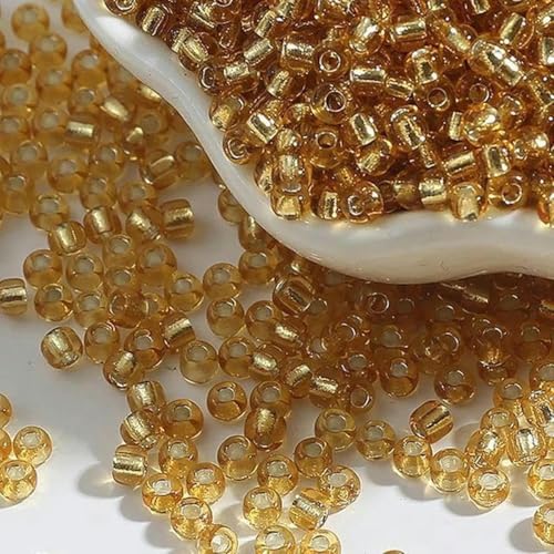 1000 Stück 12/0 2 mm silberfarbene runde Glasperlen, tschechische Abstandsperlen für Kleidungsstücke, zum Nähen, Handarbeiten, Schmuckherstellung, goldfarben 1000 Stück 12/0 2 mm silberfarbene runde Glasperlen, tschechische Abstandsperlen für Kleidungsstücke, zum Nähen, Handarbeiten, Schmuckherstellung, goldfarben von BGPFJK