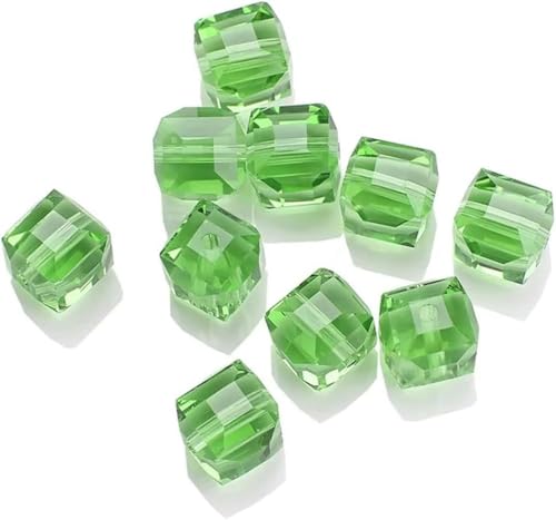 2/3/4/6/8/10 mm quadratische Glasperlen, Würfel-Abstandshalter, lose blaue Kristallperlen, Grasgrün, 4 mm, 95 Stück von BGPFJK