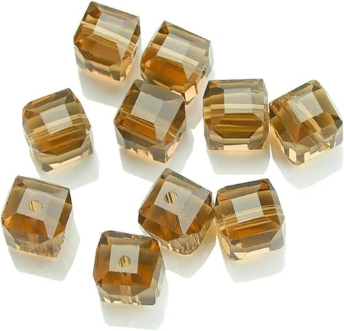 2/3/4/6/8/10 mm quadratische Glasperlen, Würfel-Abstandshalter, lose blaue Kristallperlen, braun, 4 mm, 95 Stück von BGPFJK