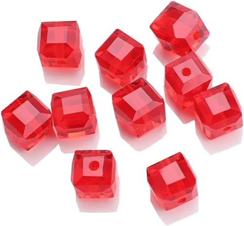 2/3/4/6/8/10 mm quadratische Glasperlen, Würfel-Abstandshalter, lose blaue Kristallperlen, hellrot, 6 mm, 95 Stück 2/3/4/6/8/10 mm quadratische Glasperlen, Würfel-Abstandshalter, lose blaue Kristallperlen, hellrot, 6 mm, 95 Stück von BGPFJK