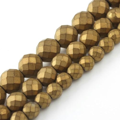 2–10 mm Mineralperlen, rhodiniert, goldfarben, facettiert, lose Abstandssteinperlen, facettiert, mattgold, 4 mm, ca. 91 Stück von BGPFJK