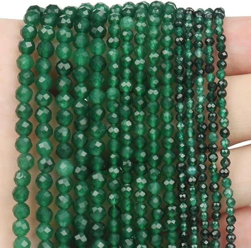 2 3 4 mm grüner facettierter Edelstein Aventurin Glimmerachat runde Perlen Mineralperlen zur Schmuckherstellung DIY Armbandzubehör-Grüne Jade-2 mm (ca. 170 Stück) von BGPFJK