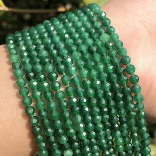2 mm, 3 mm, 4 mm, Steinperlen, Granat, roter Jaspis, Achat, Apatit, rosa Opal, Abstandsperlen zur DIY-Schmuckherstellung, grüne Jade, 4 mm, 91 Stück von BGPFJK