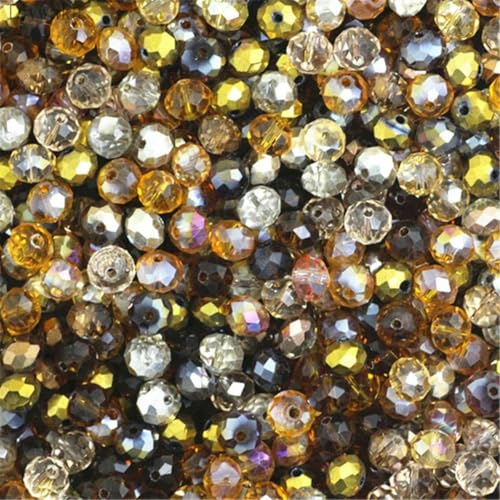 2 mm, 3 x 4 mm, 4 x 6 mm, 6 x 8 mm, facettierte, lose Abstandsperlen, runde Perlen – golden mehrfarbig – 3 x 4 mm, 125 Stück pro Beutel von BGPFJK