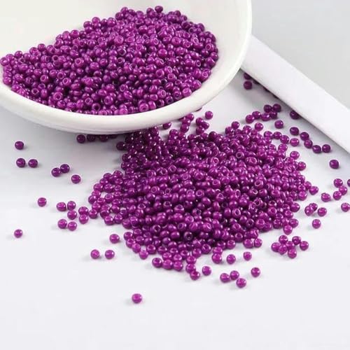 2 mm 11/0 lackierte Farben Glas-Abstandsperlen DIY tschechische Perlen 1000 Stück-Lila 01-2 mm 1000 Stück von BGPFJK
