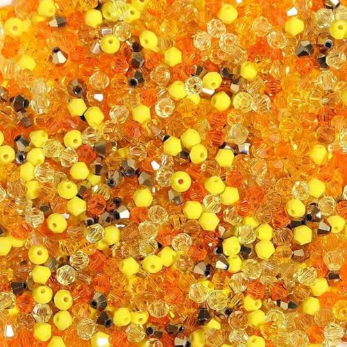 200 Stück/Los Mischfarbe 4 mm Doppelkegelperlen zur Schmuckherstellung facettierte Glasperlen glänzende Kristall lose Perlen DIY Armband-gelb 200 Stück/Los Mischfarbe 4 mm Doppelkegelperlen zur Schmuckherstellung facettierte Glasperlen glänzende Kristall lose Perlen DIY Armband-gelb von BGPFJK