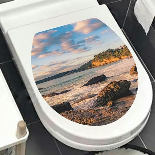 3 Stück 36 x 29 cm Unterwasserwelt Sternenhimmel Toilettensitzaufkleber für Deckel Meer Selbstklebende Toilettendeckelaufkleber Lustige Toilettensitzaufkleber-29 x 34 cm/M-53-3 Stück von BGPFJK