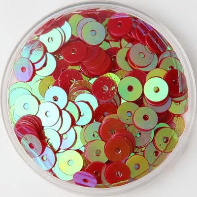 3 mm, 4 mm, 5 mm, 6 mm, flache, runde, lose Pailletten, Nähen, Kleidungszubehör, Pailletten zum Konfettibasteln-AB Rot-6 mm, 720 Stück, 10 g von BGPFJK