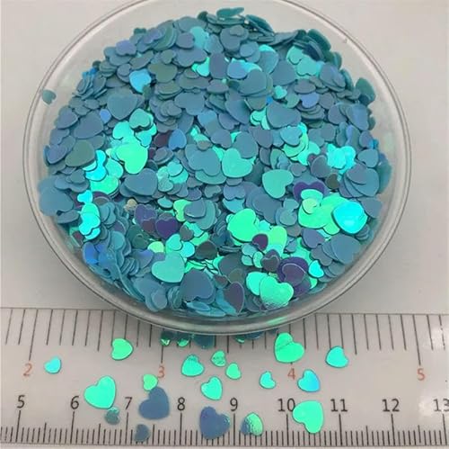 3 mm, 4 mm, 6 mm, Mix Herzen, lose Pailletten, Glitzer-Pailletten, AB Blau, 20 g, 6 mm von BGPFJK