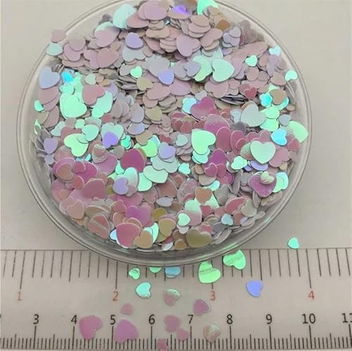 3 mm, 4 mm, 6 mm, Mix Herzen, lose Pailletten, Glitzer-Pailletten, AB Weiß, 20 g, 6 mm von BGPFJK